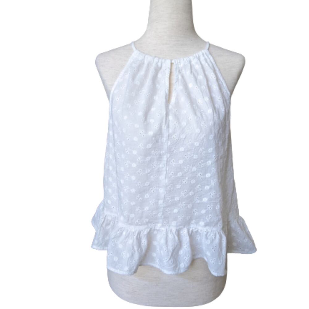 Caution to the Wind White Eyelet Peplum Halter Top Size S